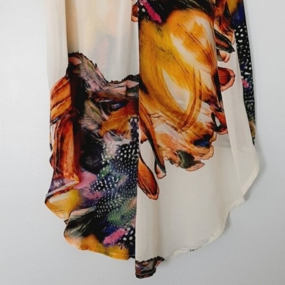 BEDO Silky Colorful Sleeveless Asymmetrical Tunic Blouse Top Hi-Low Hem Sz M/L - Picture 10 of 14